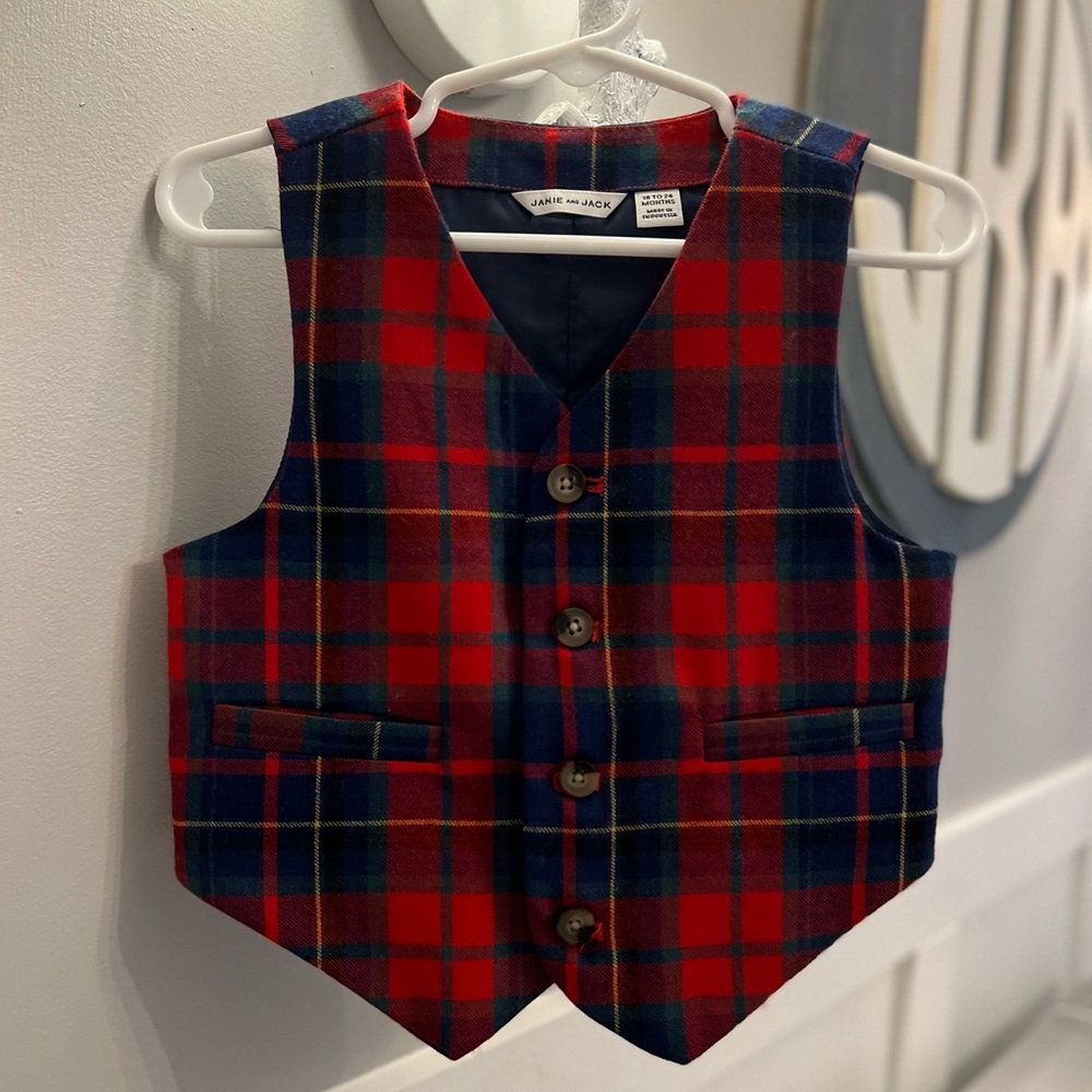 Plaid wool vest - worn once for Christmas photos